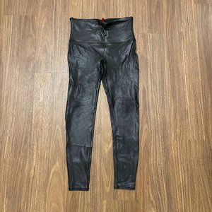SPANX Black Faux Leather Leggings | XL